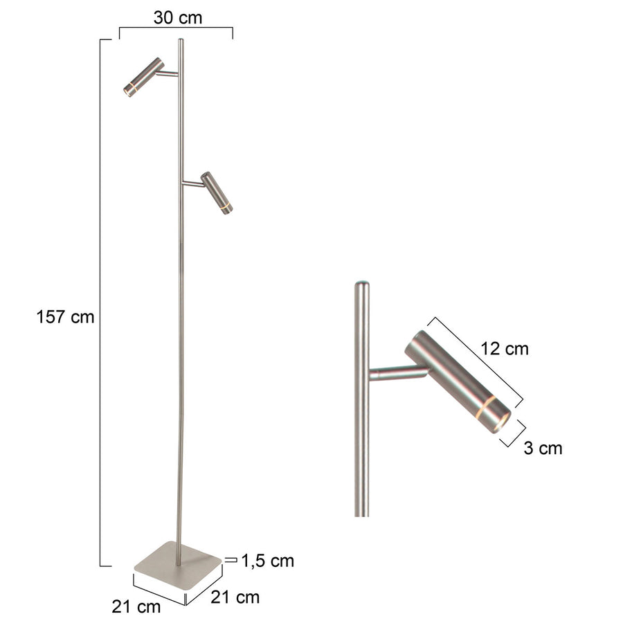 Vloerlamp volari 4711st stalen 2-lichts met dim to warm led