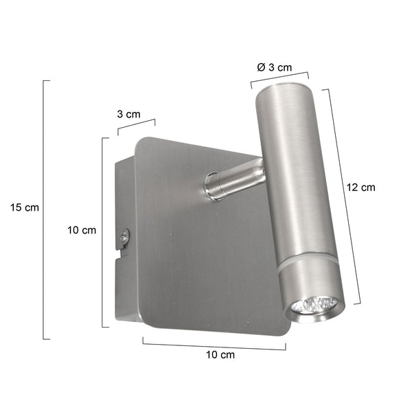 Wandlamp volari 4712st stalen led spot met leescomfort