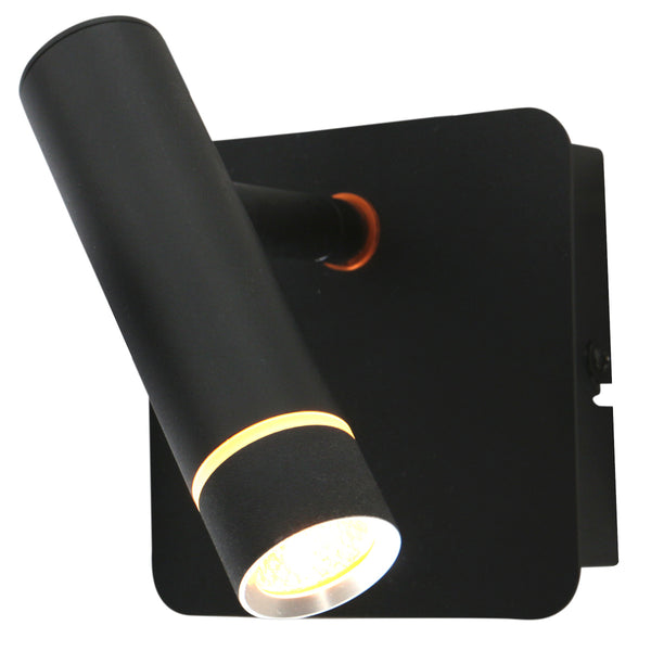 Wandlamp volari 4712zw zwart met dimbare led en richtbare kop