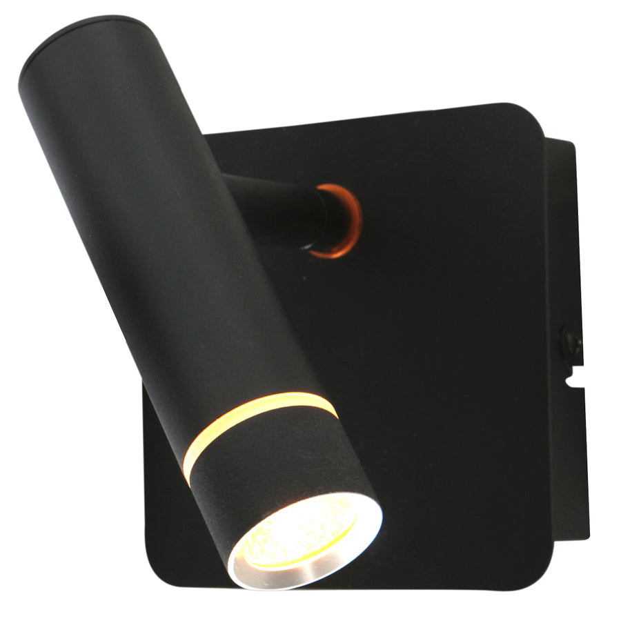 Wandlamp volari 4712zw zwart met dimbare led en richtbare kop