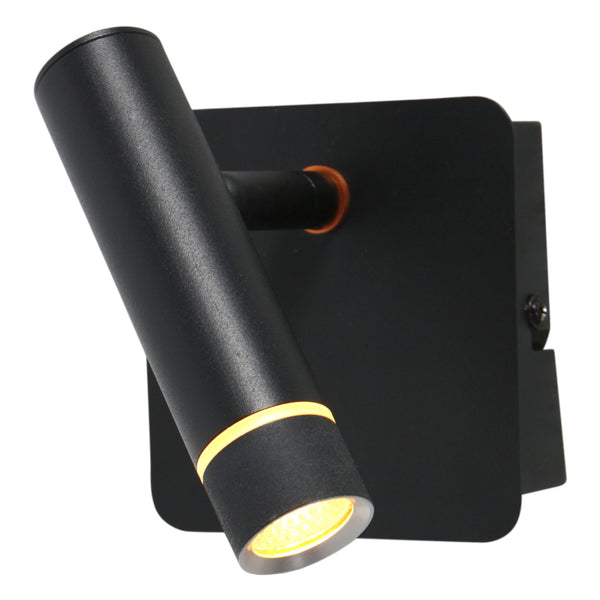 Wandlamp volari 4712zw zwart met dimbare led en richtbare kop
