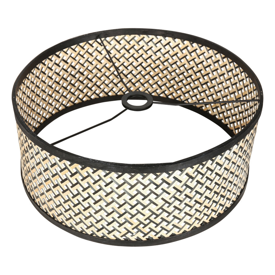 Vloerlamp stang 4721zw met zwart beige bamboe kap en leeslicht