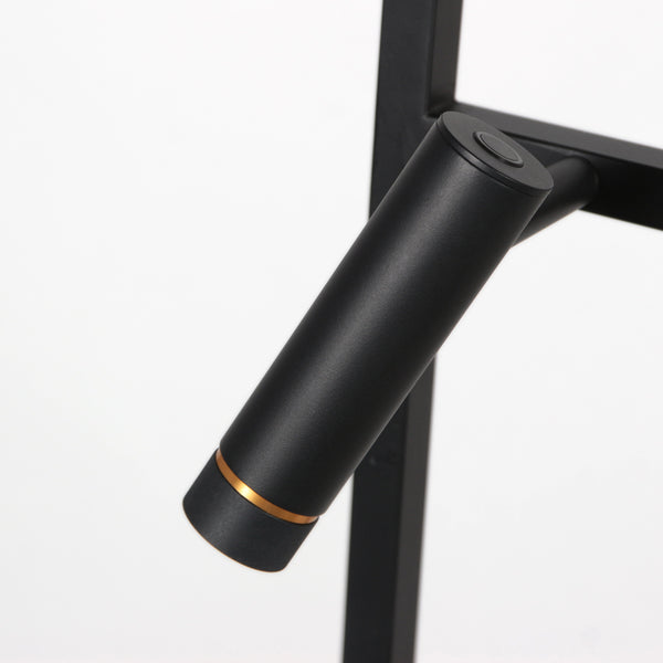 Vloerlamp stang 4724zw met gouden velours kap en leeslicht