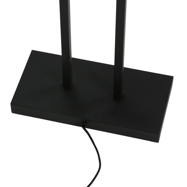 Vloerlamp stang 4725zw met grof wit linnen kap en leeslicht