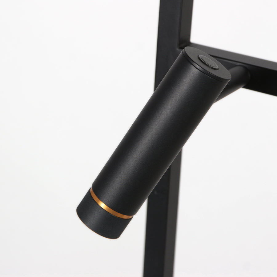 Vloerlamp stang 4725zw met grof wit linnen kap en leeslicht