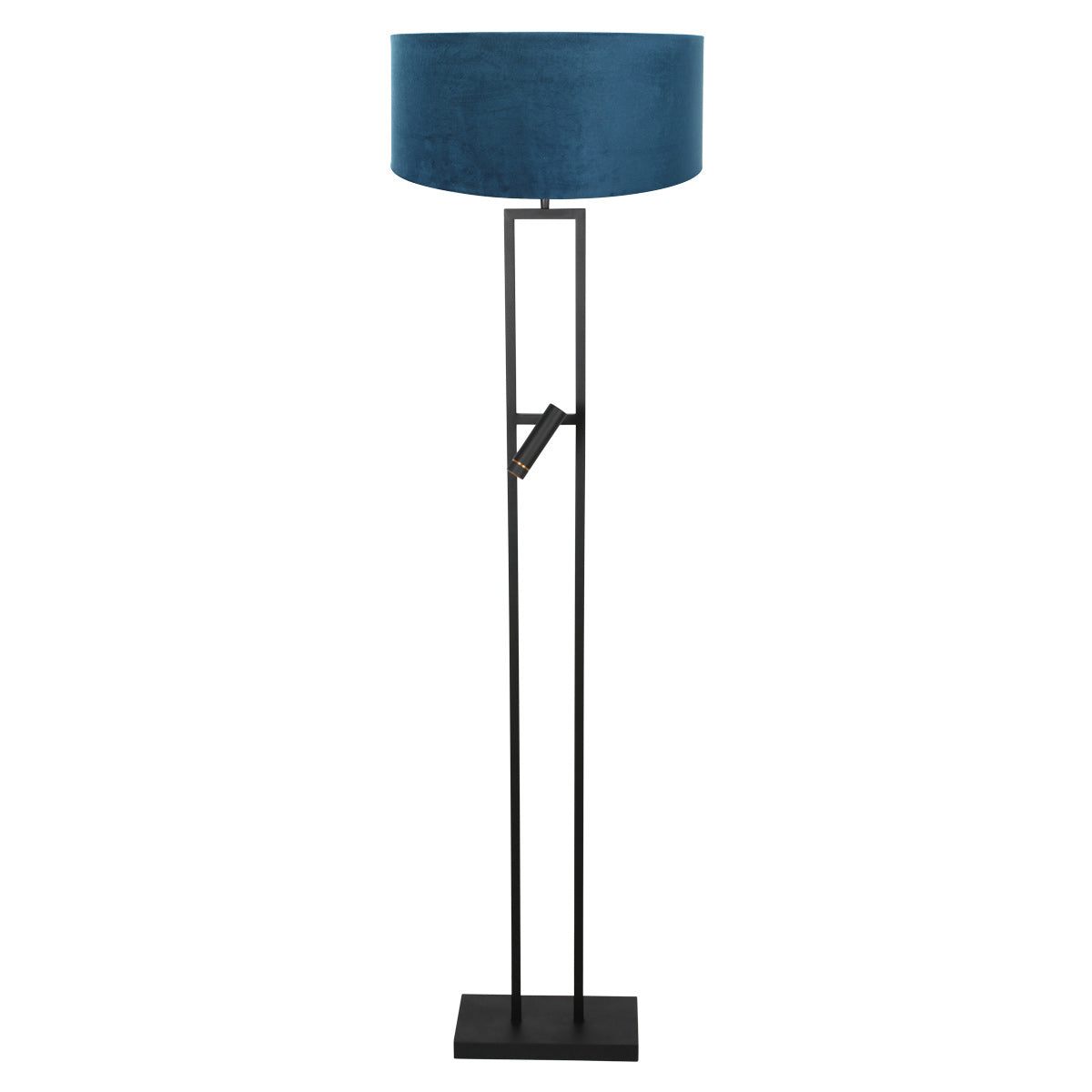 Vloerlamp stang 4728zw met blauwe velours kap en leeslicht