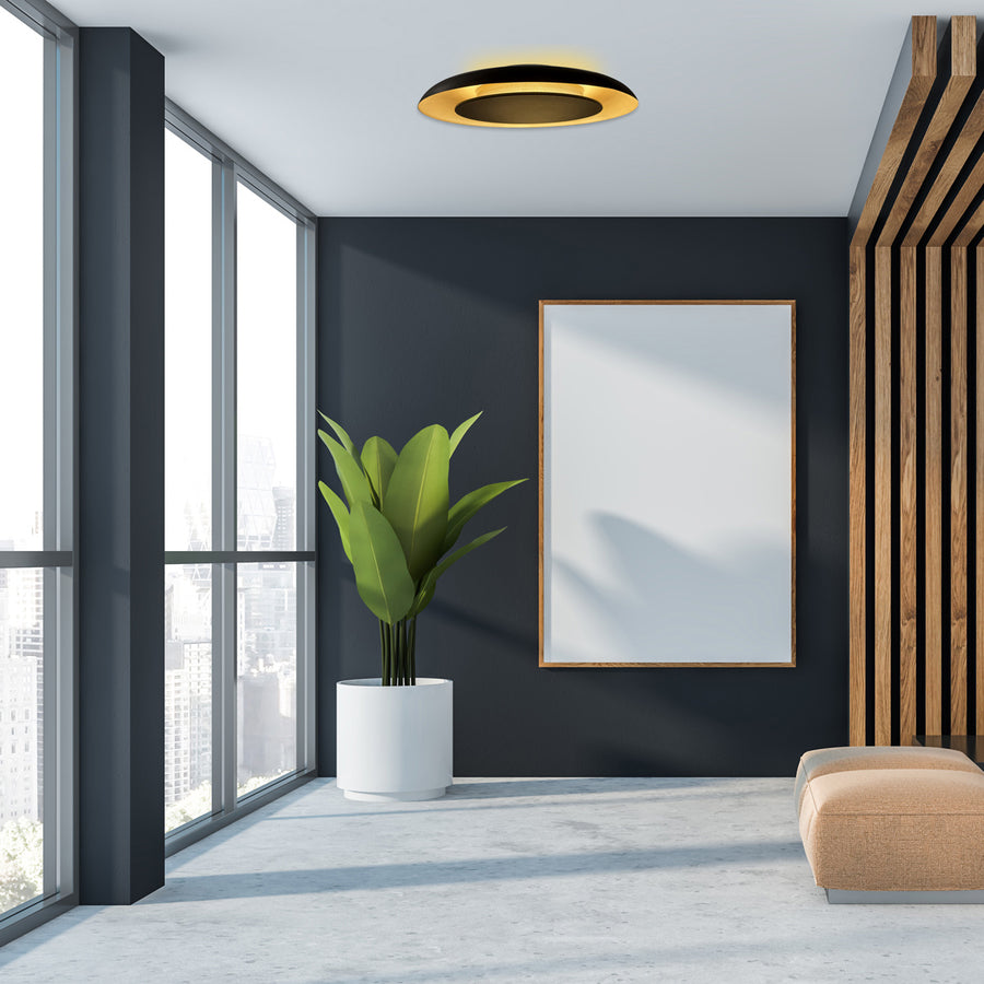 Golden veil 4732zw luxe plafondlamp met zwarte finish en gouden gloed