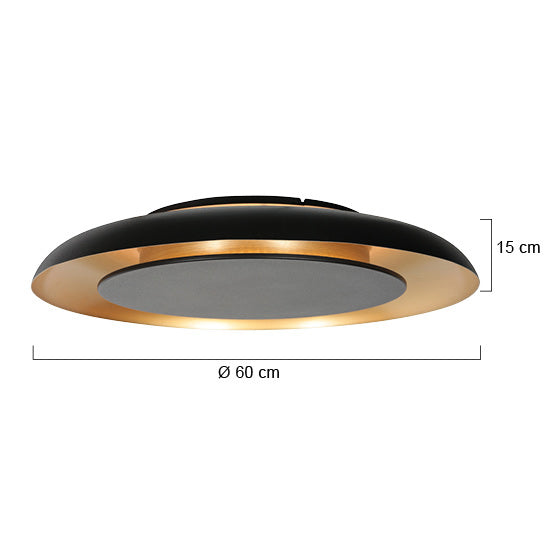 Golden veil 4732zw luxe plafondlamp met zwarte finish en gouden gloed