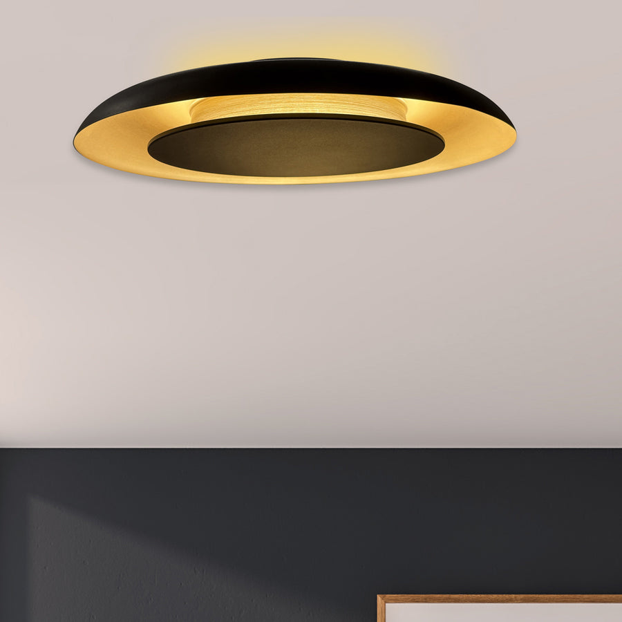 Golden veil 4732zw luxe plafondlamp met zwarte finish en gouden gloed