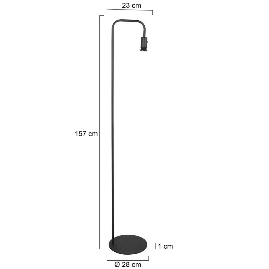 Vloerlamp zwart stang 4737zw met e27 fitting, zonder kap