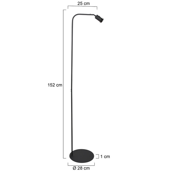 Vloerlamp stang 4738zw zwart armatuur met slank design