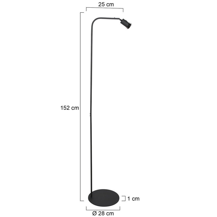 Vloerlamp stang 4738zw zwart armatuur met slank design