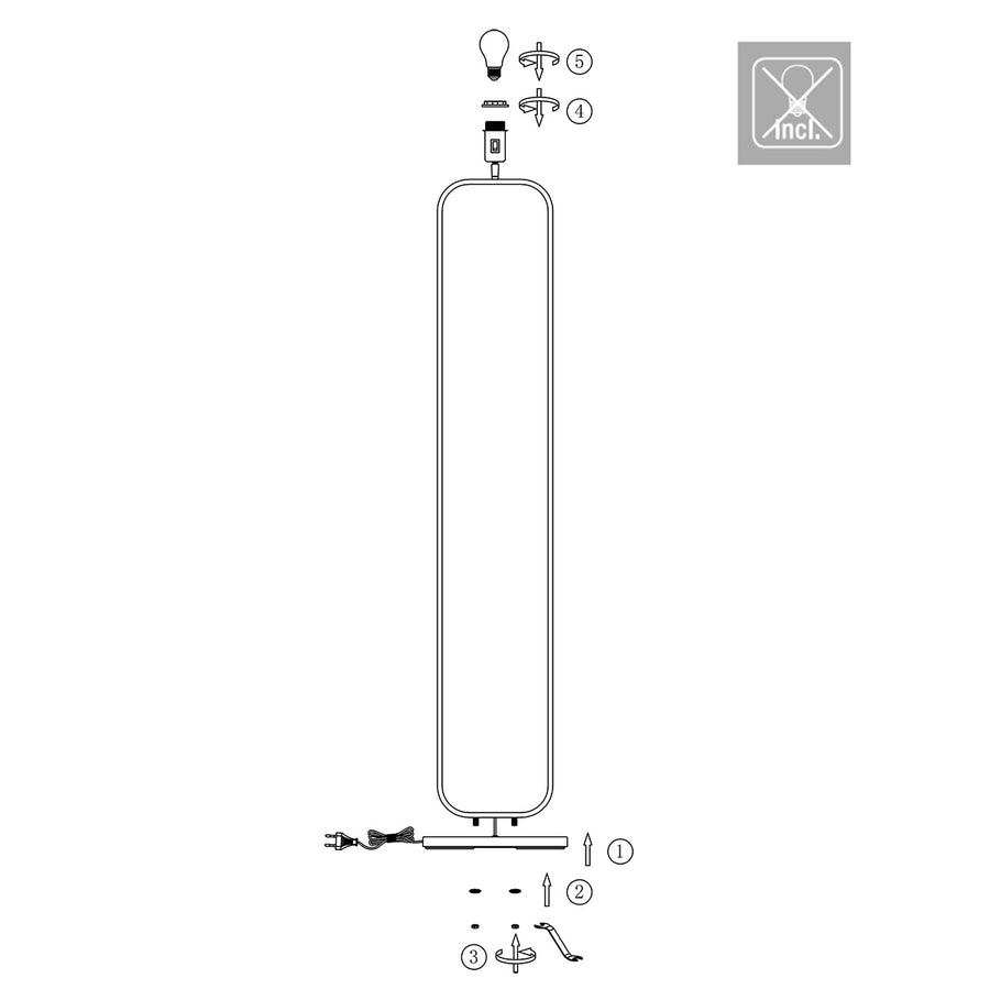 Zwarte vloerlamp stang 4740zw, strak en veelzijdig design, zonder kap