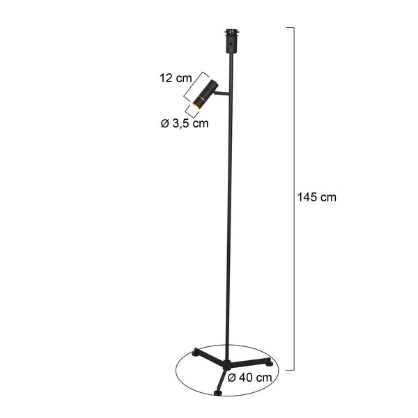 Stang 4741zw zwarte vloerlamp met leeslicht en e27 fitting