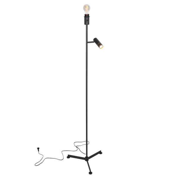 Stang 4741zw zwarte vloerlamp met leeslicht en e27 fitting