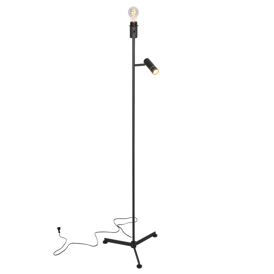 Stang 4741zw zwarte vloerlamp met leeslicht en e27 fitting