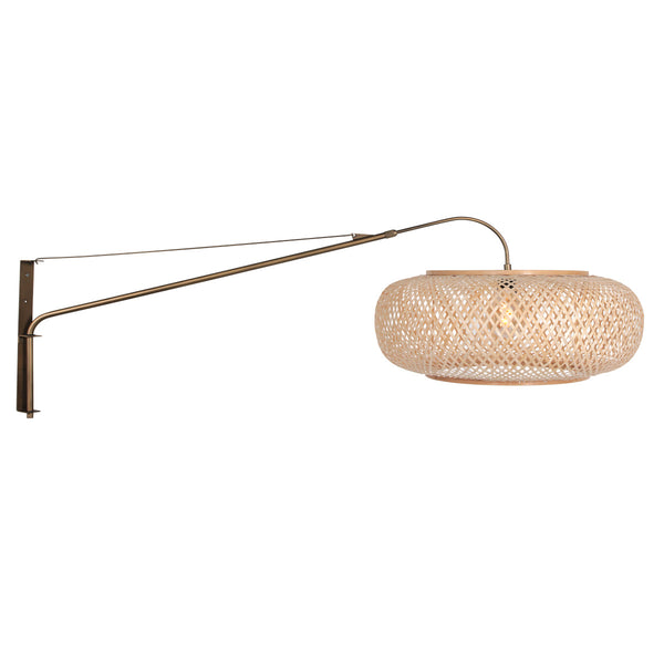 Wandlamp maze natural 4744br bronzen met bamboe kap ø60 cm