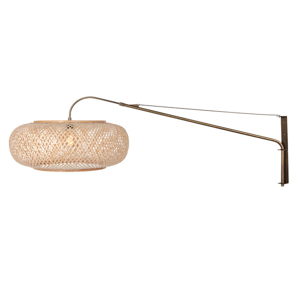 Wandlamp maze natural 4744br bronzen met bamboe kap ø60 cm