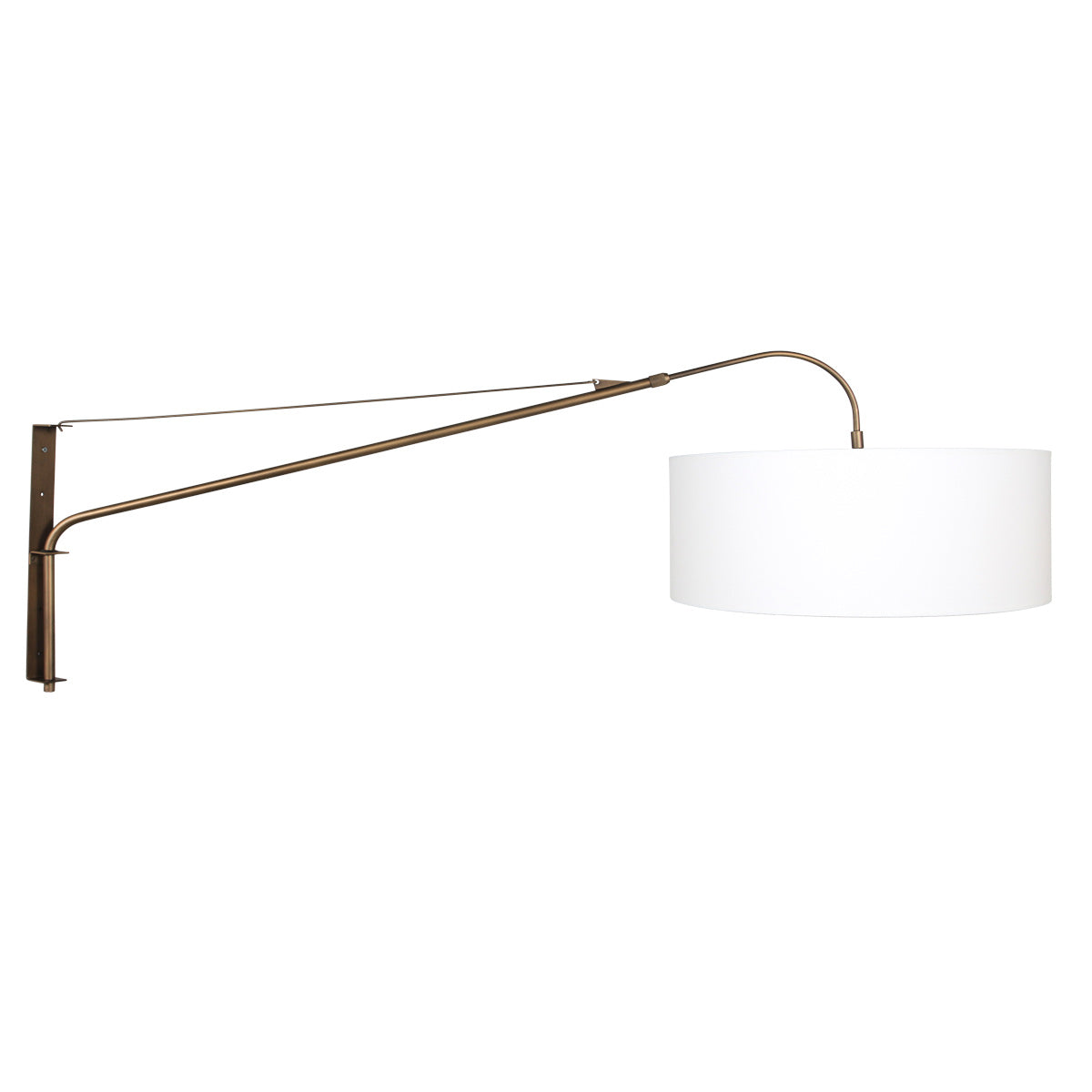Wandlamp elegant classy 4750br brons met grof wit linnen kap ø50 cm