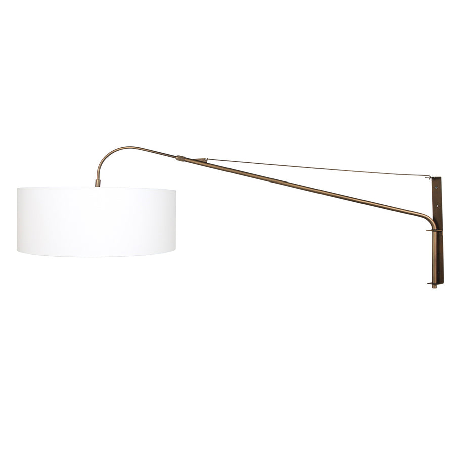 Wandlamp elegant classy 4750br brons met grof wit linnen kap ø50 cm