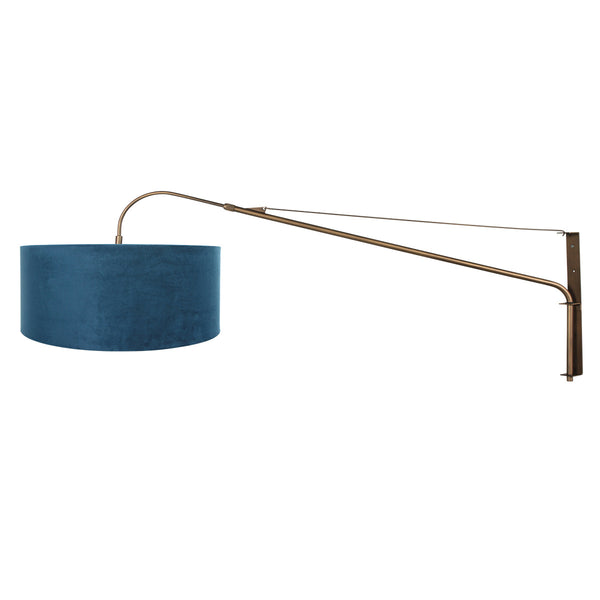 Wandlamp elegant classy 4752br brons met blauw velours kap ø50 cm