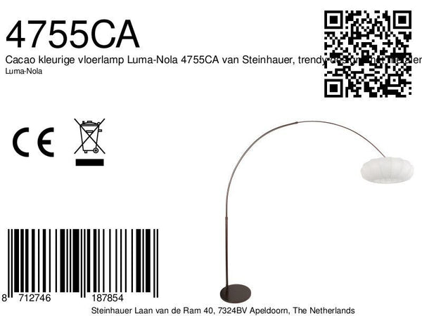 Booglamp luma nola 4755ca cacao met witte zijden kap