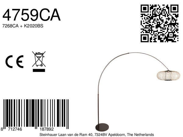 Booglamp sparkled light 4759ca cacao met crème bamboe kap