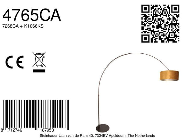 Booglamp sparkled light 4765ca cacao met luxe goudkleurige velours kap
