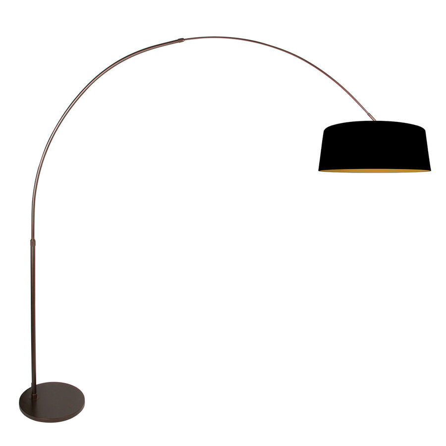 Booglamp luma dark 4770ca cacao met zwart linnen kap warm chic