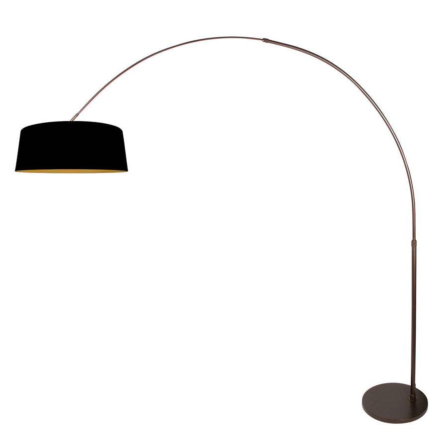 Booglamp luma dark 4770ca cacao met zwart linnen kap warm chic