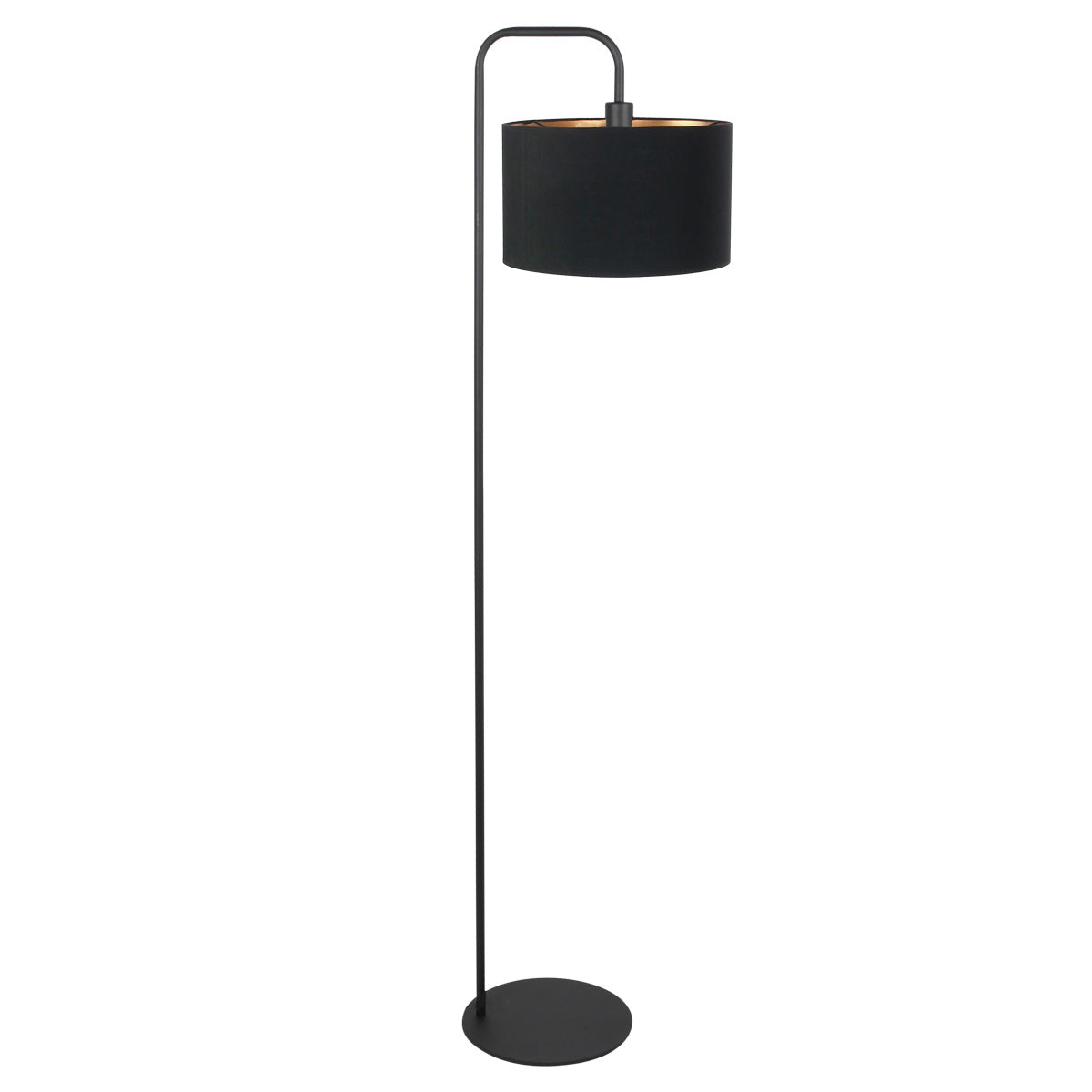 Stang 4775zw, zwarte vloerlamp met fijn linnen kap