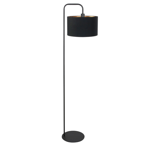 Stang 4775zw, zwarte vloerlamp met fijn linnen kap