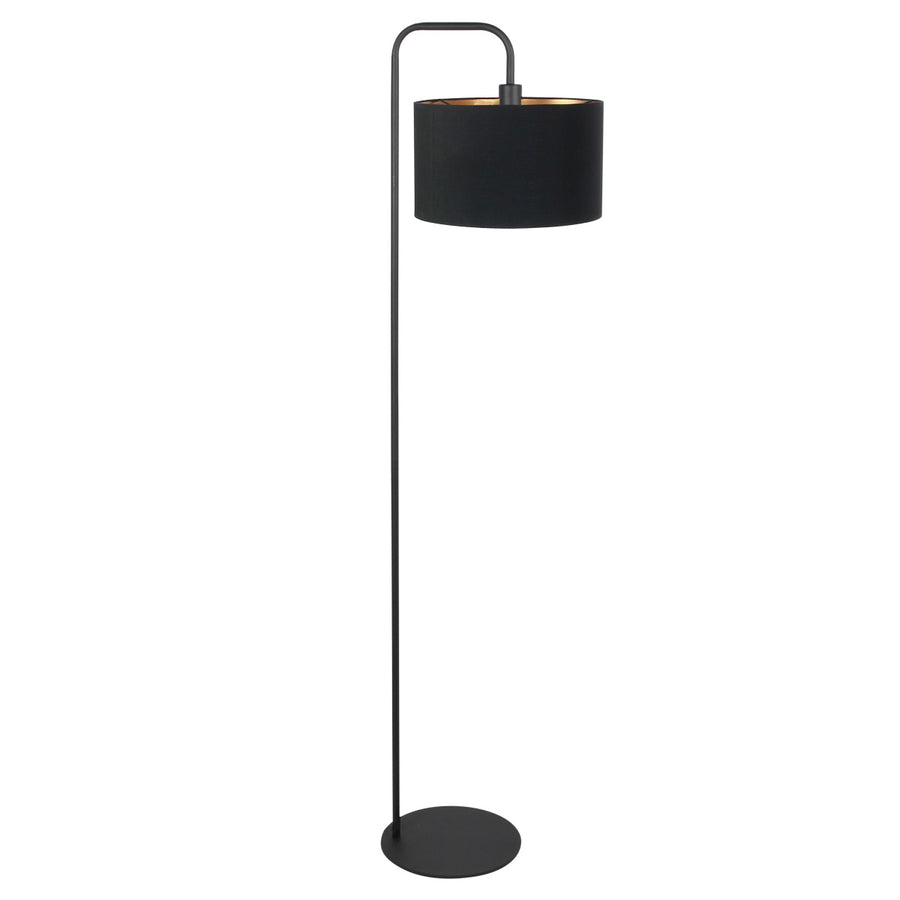 Stang 4775zw, zwarte vloerlamp met fijn linnen kap