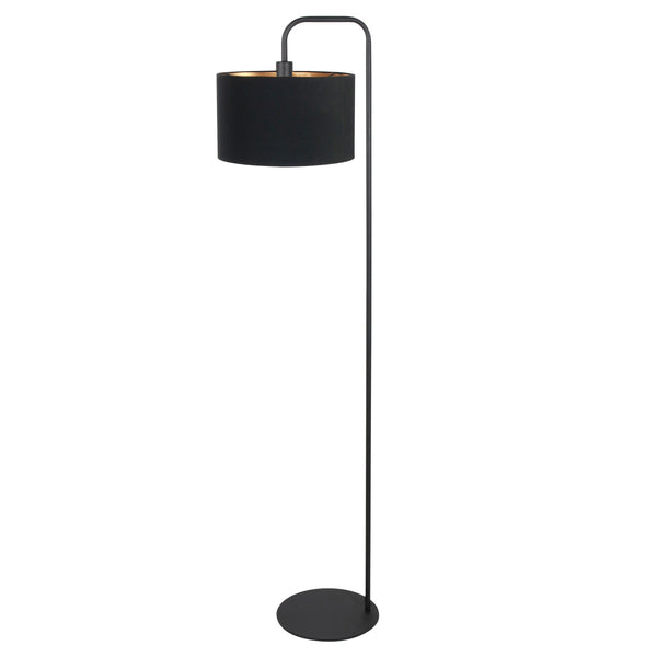 Stang 4775zw, zwarte vloerlamp met fijn linnen kap