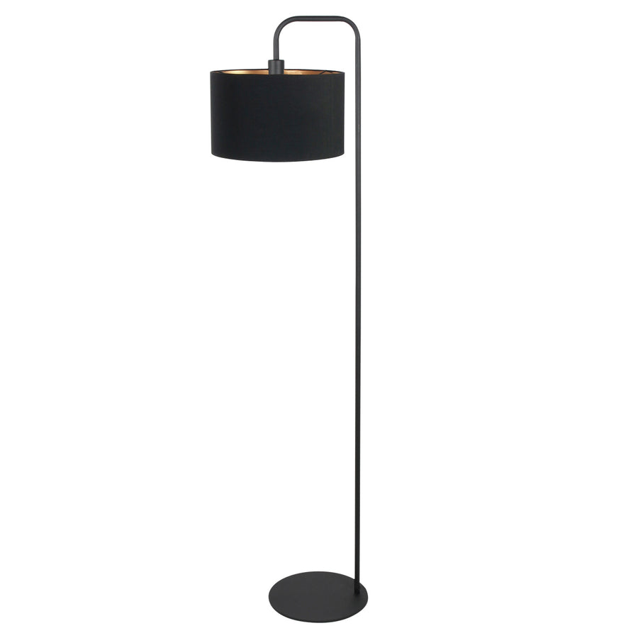 Stang 4775zw, zwarte vloerlamp met fijn linnen kap
