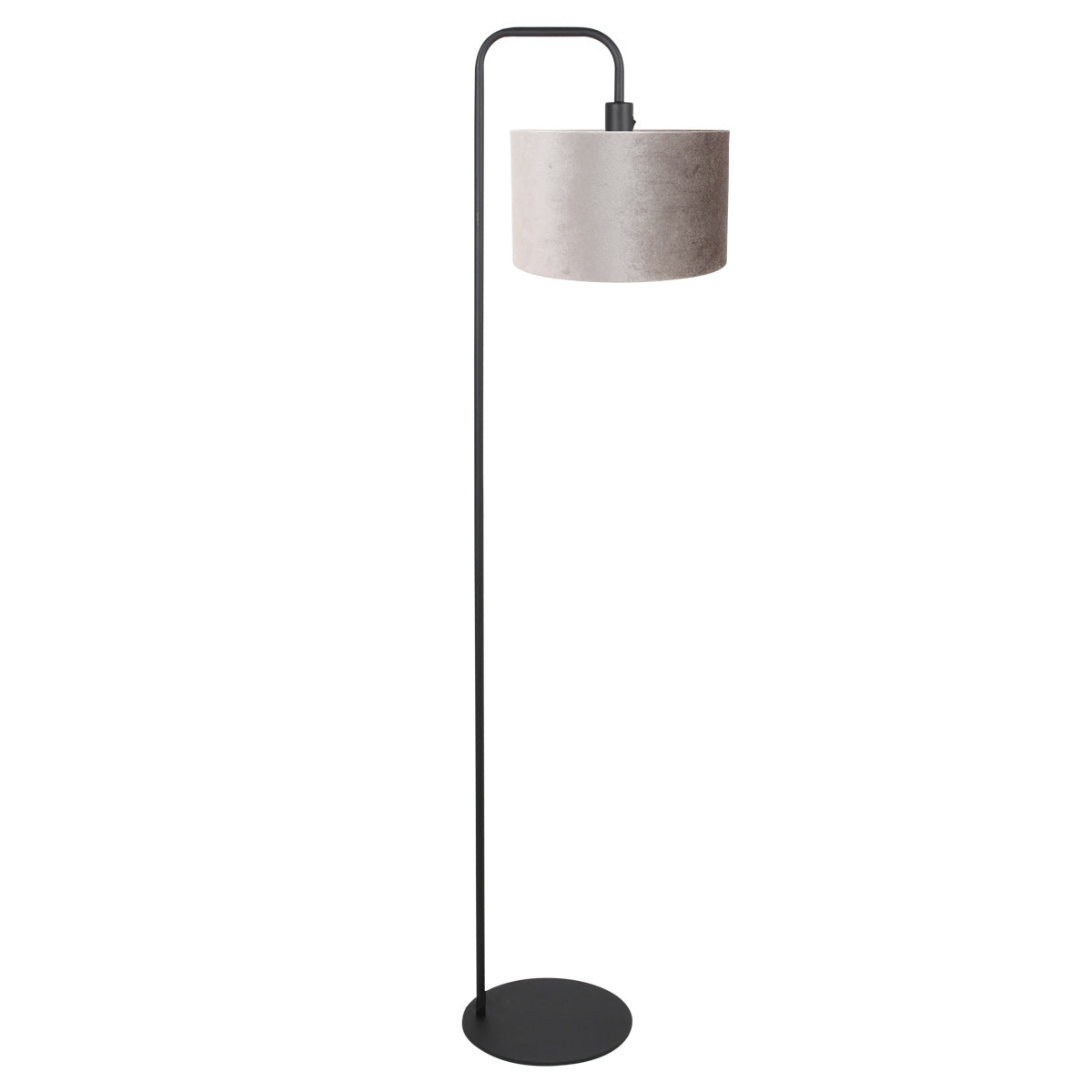 Vloerlamp stang 4776zw zwart met grijs/taupe velours kap