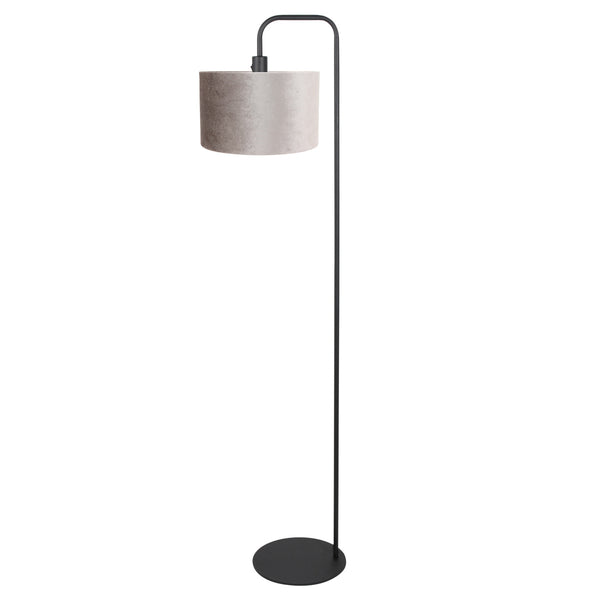 Vloerlamp stang 4776zw zwart met grijs/taupe velours kap