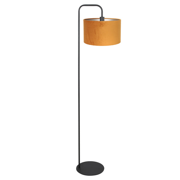 Vloerlamp stang 4777zw zwart met goud/geel velours kap
