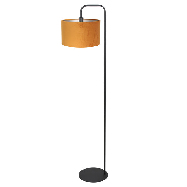 Vloerlamp stang 4777zw zwart met goud/geel velours kap