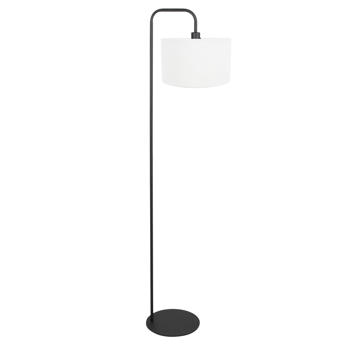 Vloerlamp stang 4778zw zwart met grof wit linnen kap