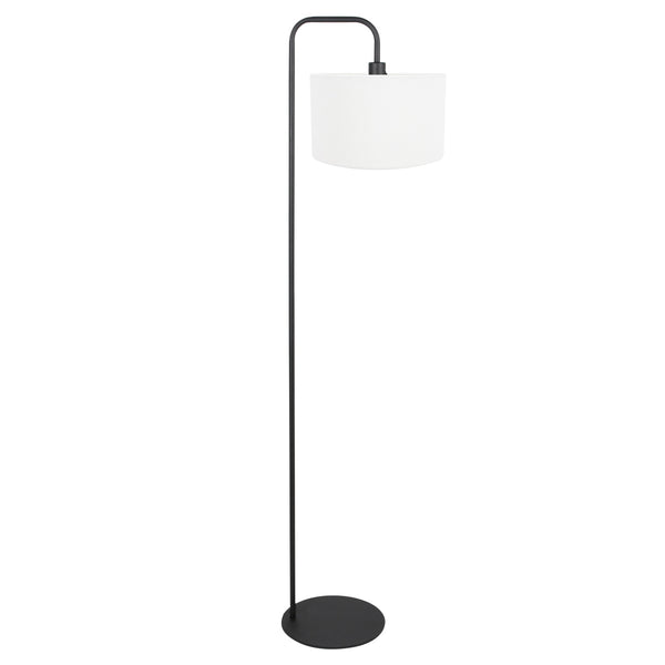Vloerlamp stang 4778zw zwart met grof wit linnen kap