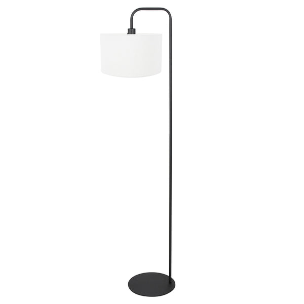 Vloerlamp stang 4778zw zwart met grof wit linnen kap