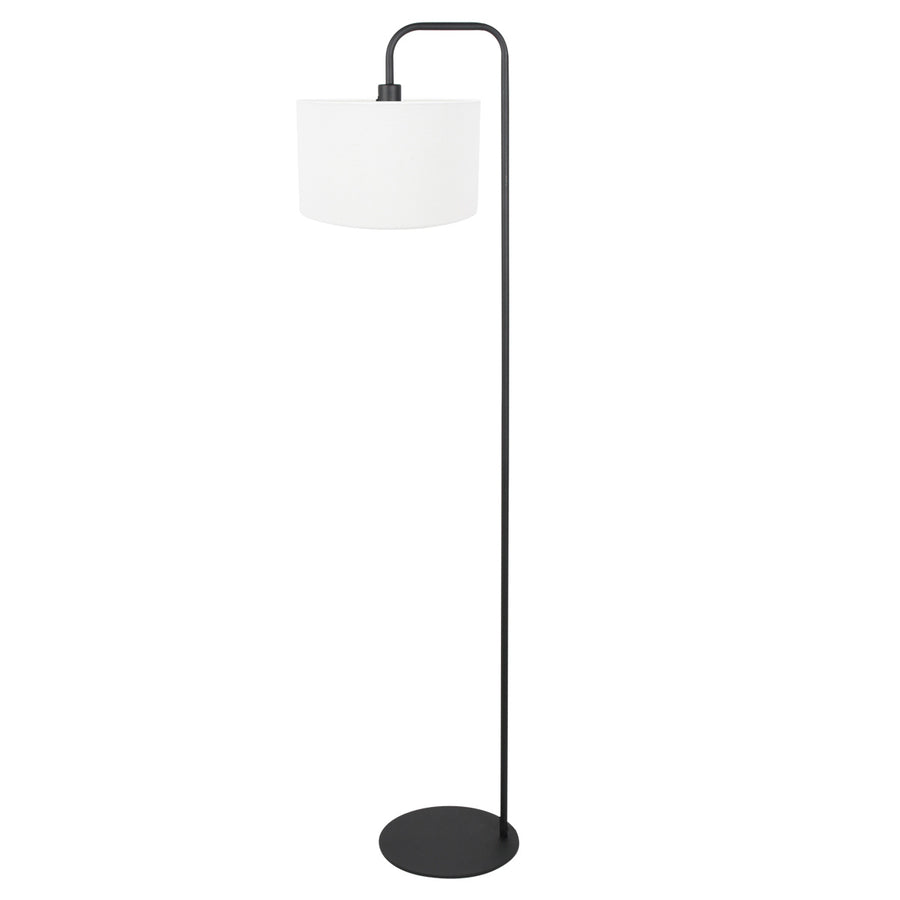 Vloerlamp stang 4778zw zwart met grof wit linnen kap