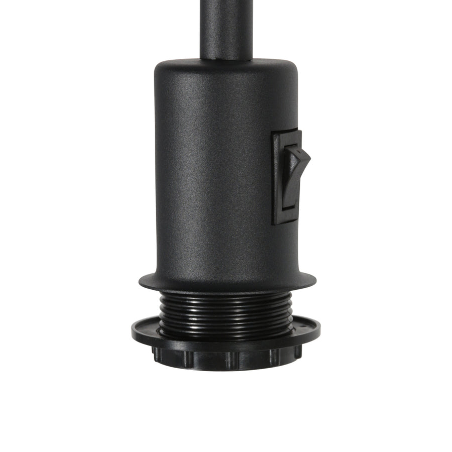 Vloerlamp stang 4779zw zwart met grof grijs linnen kap