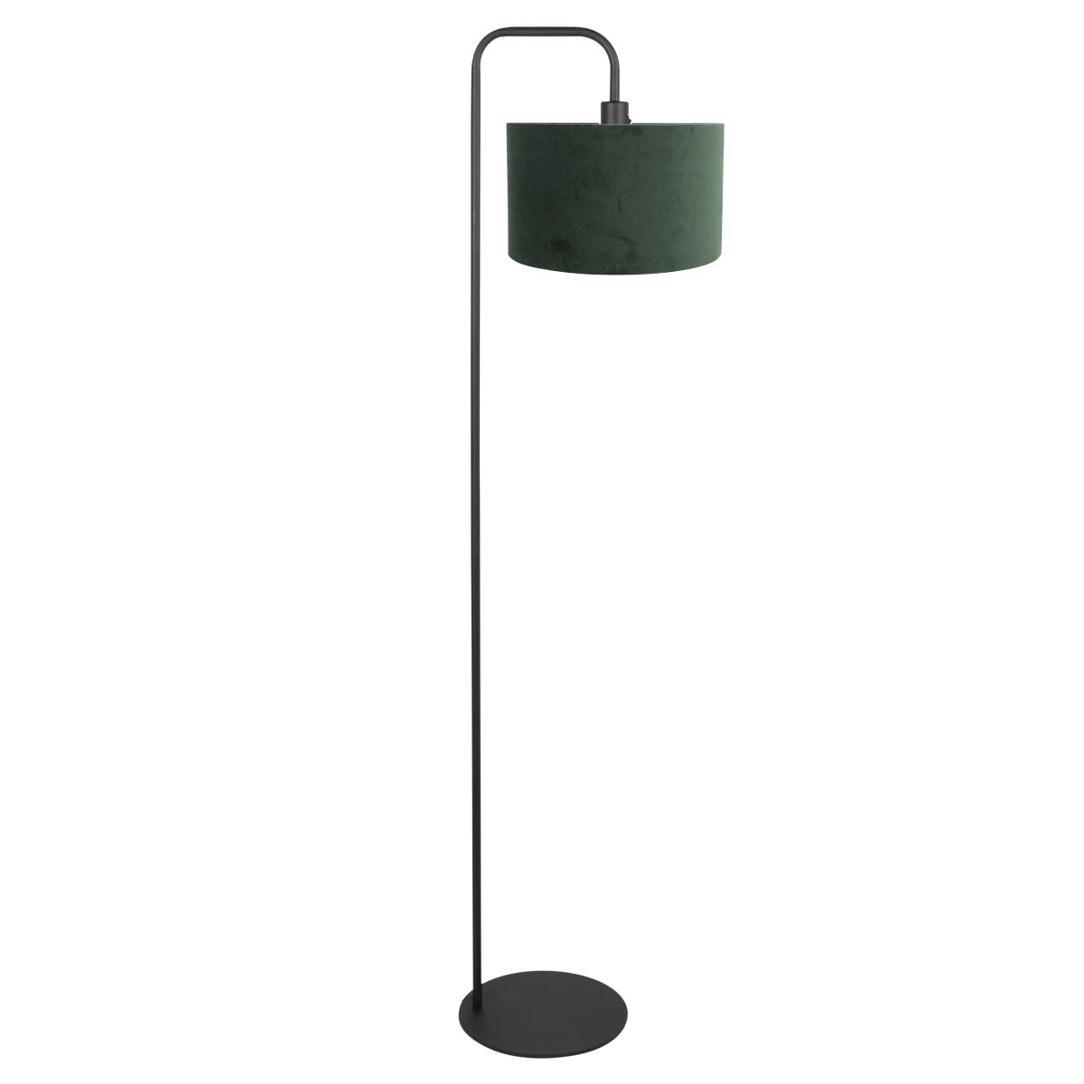 Vloerlamp stang 4780zw zwart met groene velours kap