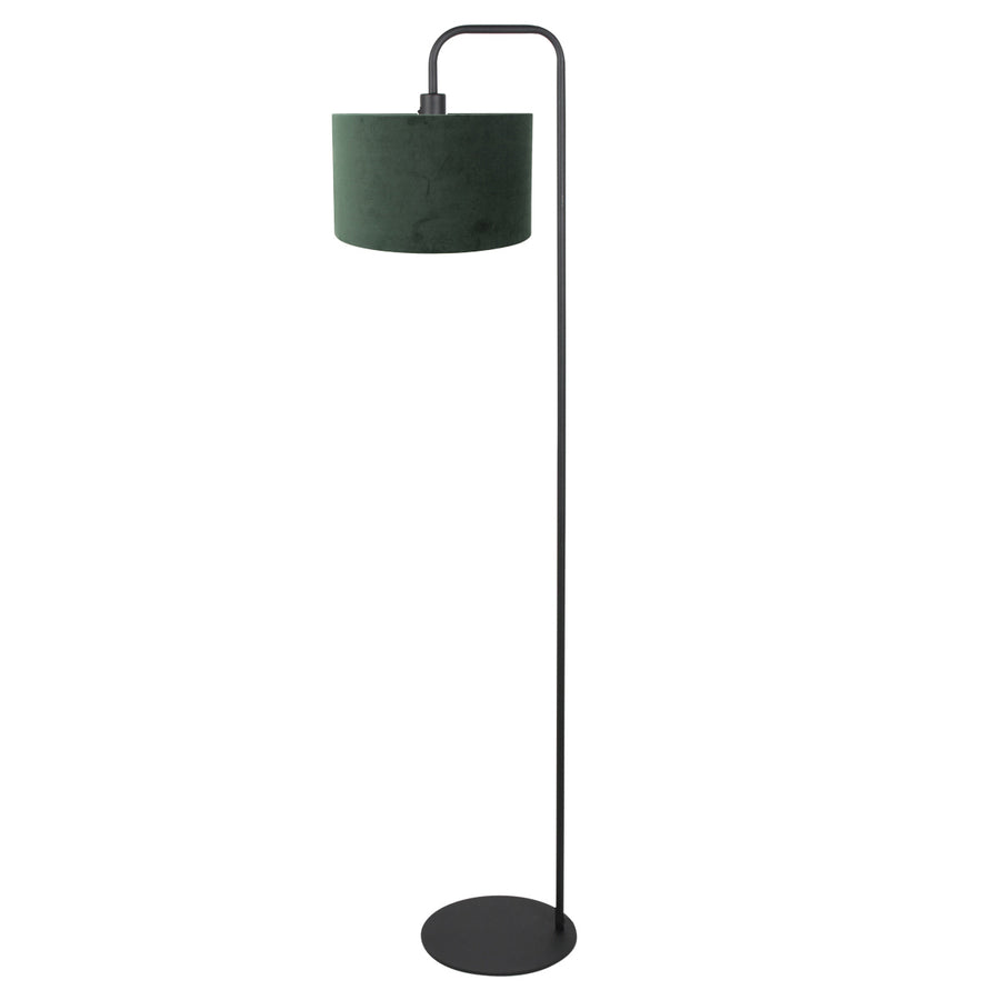 Vloerlamp stang 4780zw zwart met groene velours kap