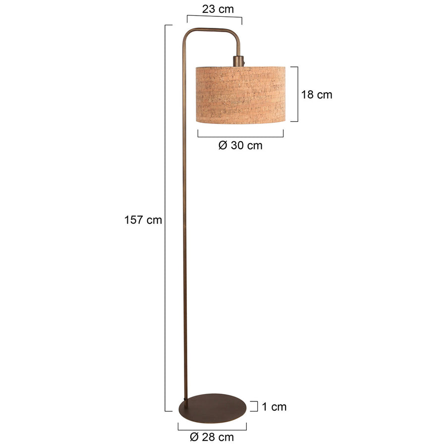 Stang 4783br, bronskleurige vloerlamp met kurk kap