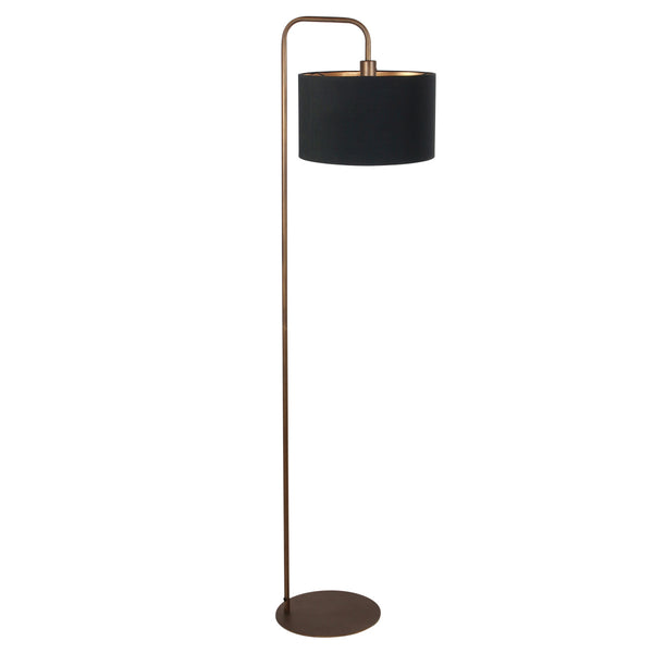 Stang 4784br, bronskleurige vloerlamp met fijn linnen kap