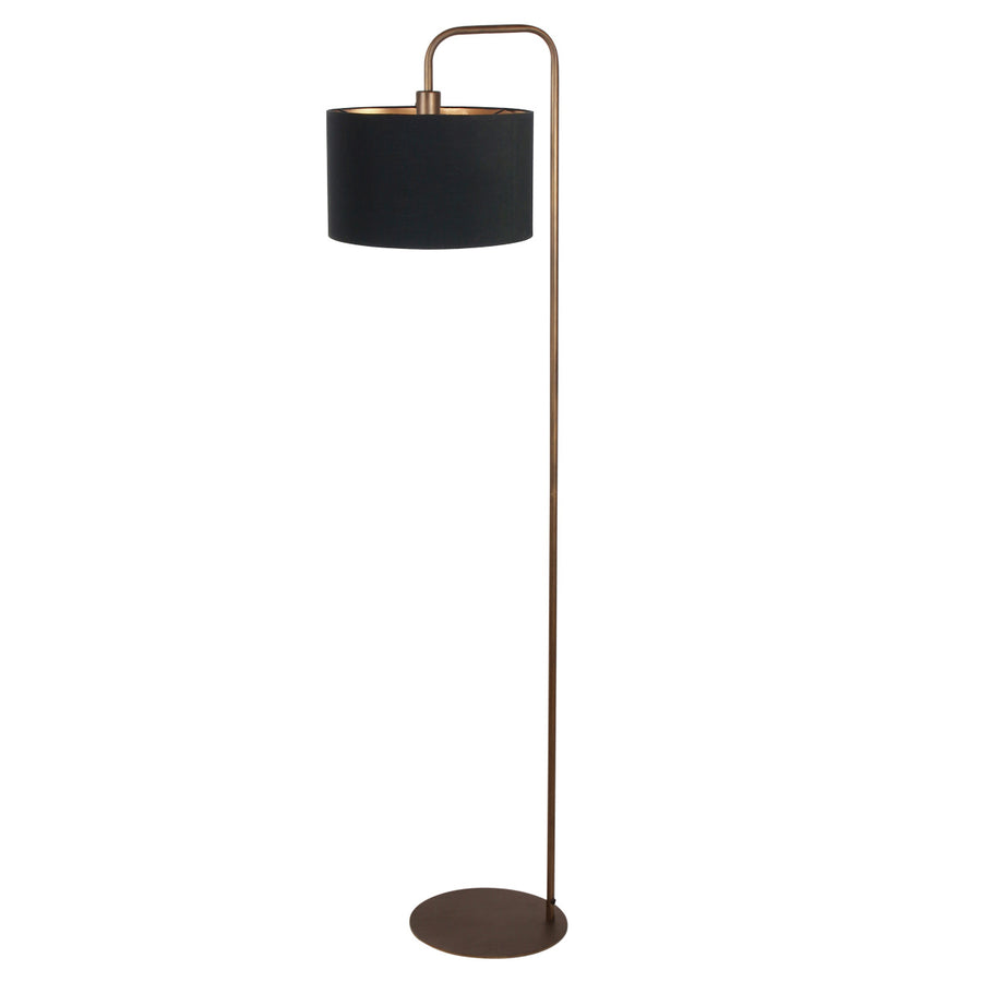 Stang 4784br, bronskleurige vloerlamp met fijn linnen kap