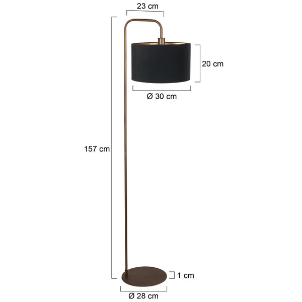 Stang 4784br, bronskleurige vloerlamp met fijn linnen kap